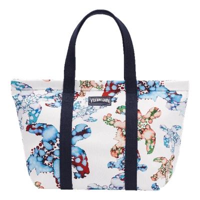 Vilebrequin Large Beach Bag Watercolor Turtles In White