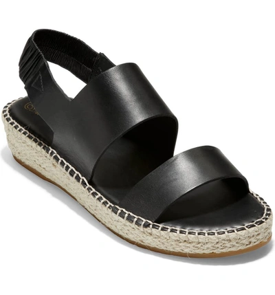 Cole Haan Cloudfeel Leather Espadrille Slingback Sandals In Black Leather