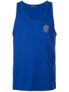 Versace Logo Tank Top In Blue