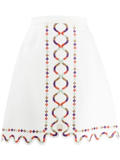Giambattista Valli Embroidered Crepe Mini Skirt In White