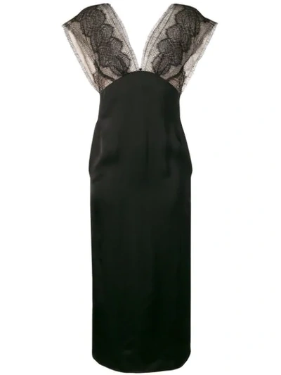 Victoria Beckham Lace Tabbard Midi Dress In Black