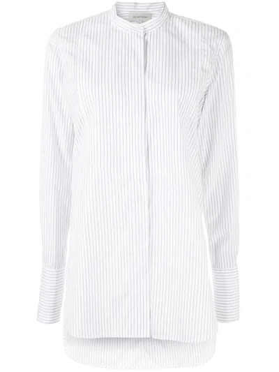 Lee Mathews Marley Stripe Tuxedo Shirt - White