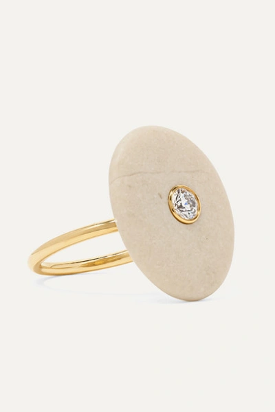 Cvc Stones Celestite 18-karat Gold, Stone And Diamond Ring