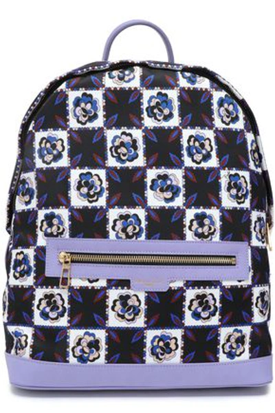 Emilio Pucci Leather-trimmed Checked Twill Backpack In Lavender