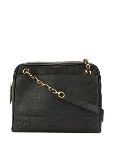 Pre-owned Chanel Caviar Skin 8 Cc Mark Stitch Tote Bag In Black