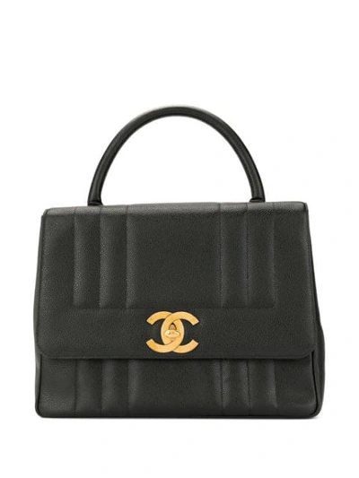 Pre-owned Chanel Caviar Skin Mademoiselle Stitch Handbag In Black