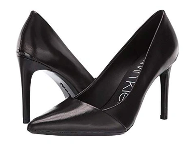 Calvin Klein Roslyn Pointed Toe Pump In Black Patent Leather