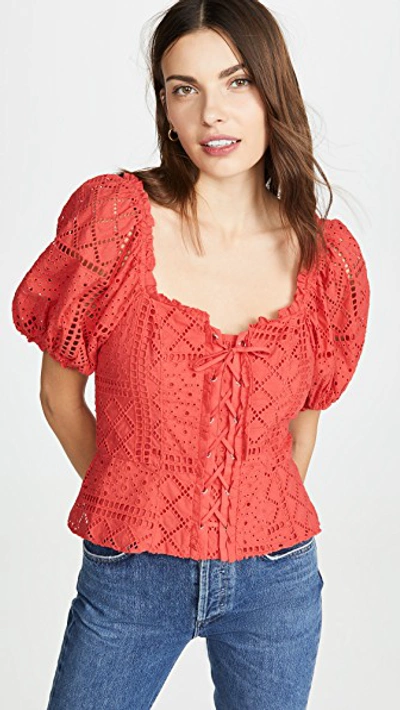 Parker Chica Combo Blouse In Roseberry