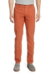 Incotex Flat Front Solid Stretch Cotton Chino Trousers In Orange