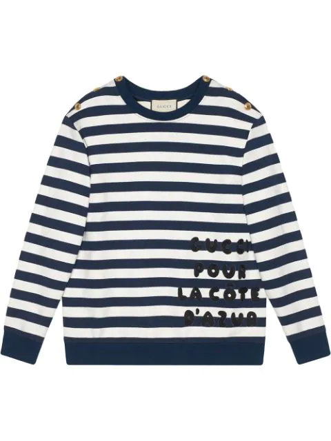 Gucci Cote D'azur Striped Patchwork Sweatshirt In Blue Pattern | ModeSens