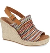 Toms Monica Slingback Wedge In Cherry Tomato Woven Fabric