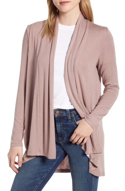 Bobeau High/low Jersey Cardigan In Mauve