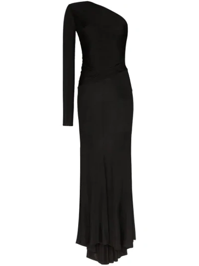 Alexandre Vauthier One Shoulder Semi-sheer Gown In Black