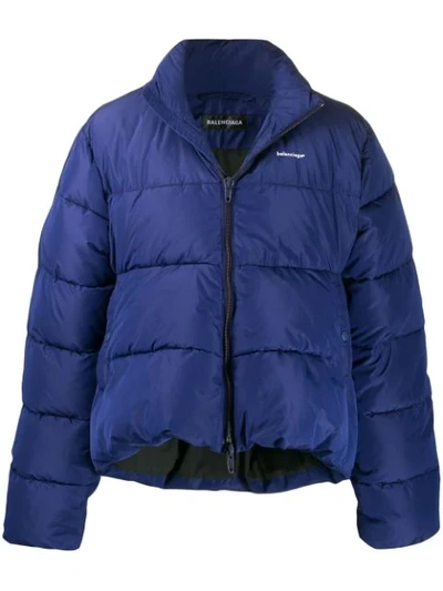 Balenciaga C- Shaped Quilted Jacket In Blue