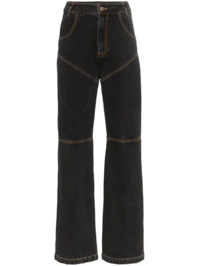 Telfar Contrast Stitch Bootcut Jeans In Blue