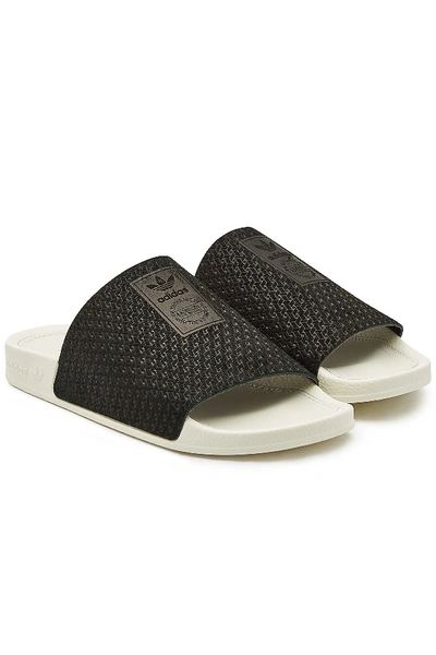 Adidas Originals Adilette Luxe Leather Slides In Black | ModeSens