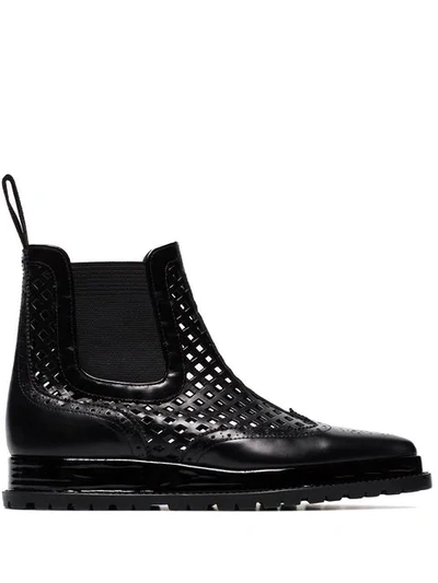 Sacai Mesh-style Chelsea Boots In Black