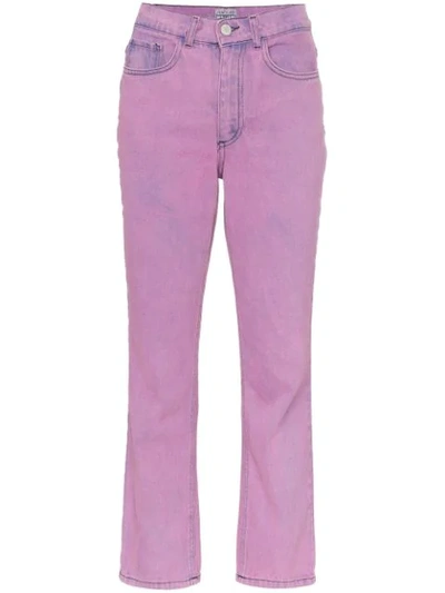 Ashley Williams Ashley Acid Wash Cropped Jeans In Purple