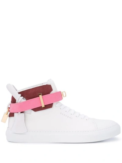 Buscemi Hi-top Ankle Strap Sneakers In White