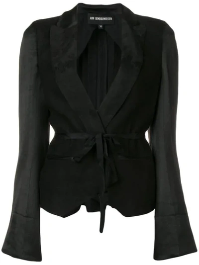 Ann Demeulemeester Tie Front Blazer In Black