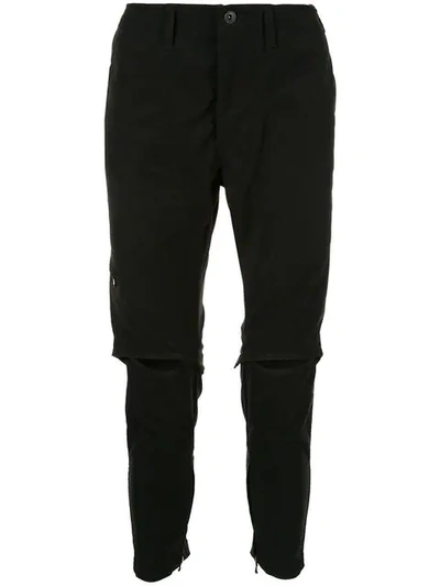 Julius Cut-out Knee Trousers In Black