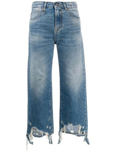 R13 Frayed Edge Jeans In Blue