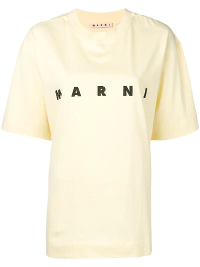 Marni Logo T-shirt In Yellow