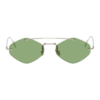 Dior Homme Silver And Green Inclusion Sunglasses In Palladium Green