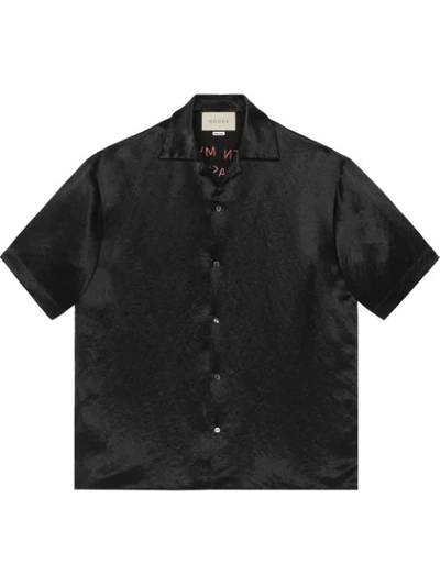 Gucci Camp-collar Embellished Satin Shirt In 1000 Black