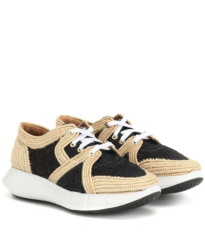 Clergerie Aero Raffia Sneakers In Beige