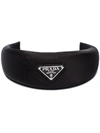 Prada Black Logo Stamp Horseshoe Headband
