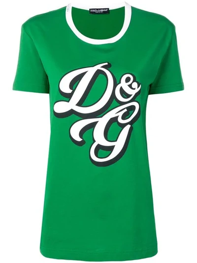 Dolce & Gabbana T-shirt Mit Logo-print In Green