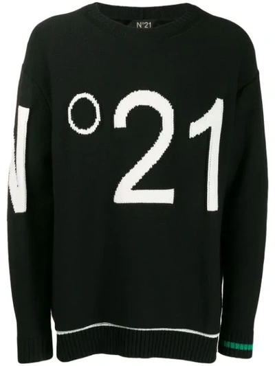 N°21 Logo Intarsia Jumper In Black