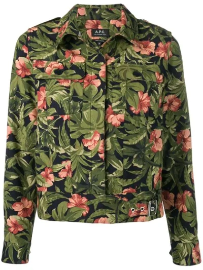 Apc Flower Shirt Jacket In Blue