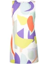 Alice And Olivia Clyde Colorblock Graphic Shift Dress In Cream/multi