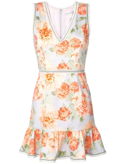 Alice And Olivia Alice + Olivia Kirean Flounced Floral Dress In Orange