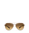 Tory Burch T-logo Pilot Sunglasses In Rose Pearl Tortoise/rose Gold