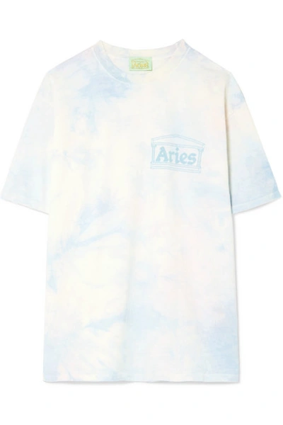 Aries Flocked Tie-dye Cotton-jersey T-shirt In Blue