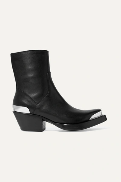 Vetements Metal Toecap Leather Western Boots In Black