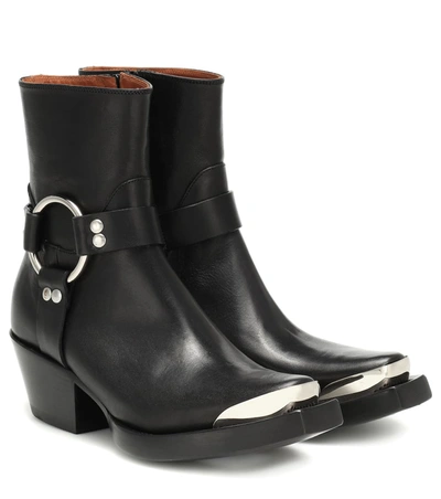 Vetements Ring And Stirrup Leather Western Boots In Black