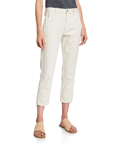 Amo Denim Slouch Cropped Straight-leg Trousers In Ivory