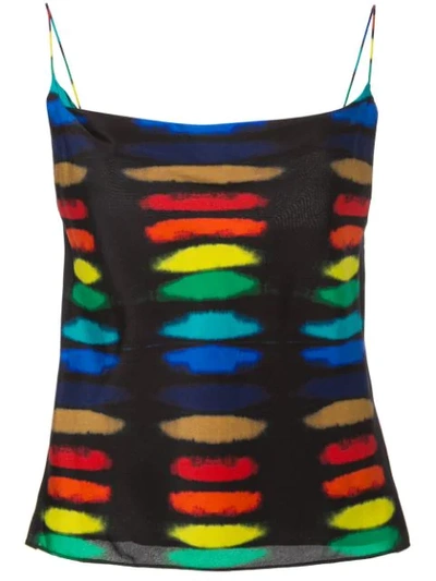 Alice And Olivia Harmon Drapey Silk Rainbow Stripe Tank Top