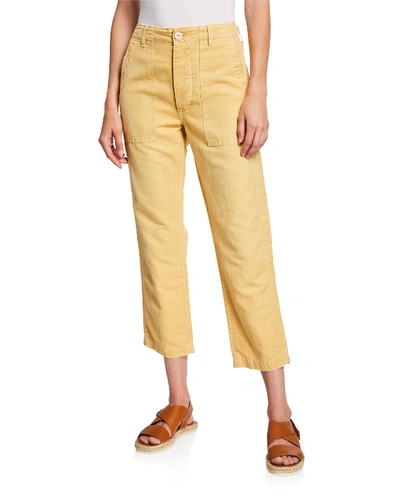Amo Denim Army Cropped High-rise Pants In Yellow