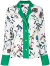 Derek Lam 10 Crosby Floral-print Button-front Long-sleeve Silk Pajama Shirt In White