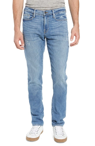 Frame L'homme Russell Distressed Washed Denim Jeans, Cave In Russel Cave