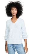 Vince Textured V-neck Long-sleeve Top In Powder Blue
