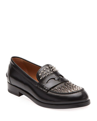 Christian Louboutin Men's Spiked Leather Penny Loafers