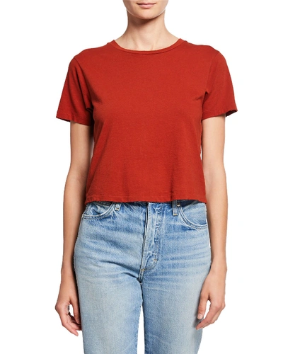 Amo Denim Babe Cropped Crewneck Tee In Red