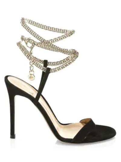 Gianvito Rossi Women's Debbie Chain Leather Sandals In Black