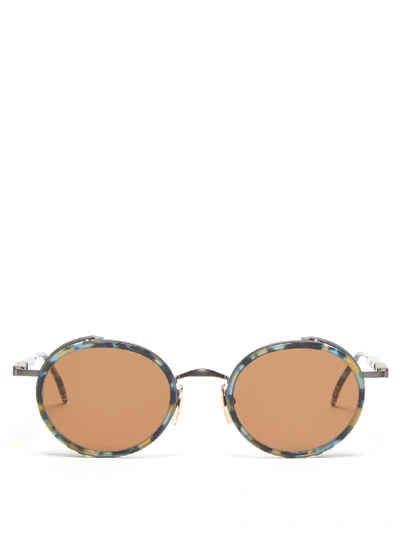 Thom Browne Round-frame Acetate And Metal Sunglasses In Brown